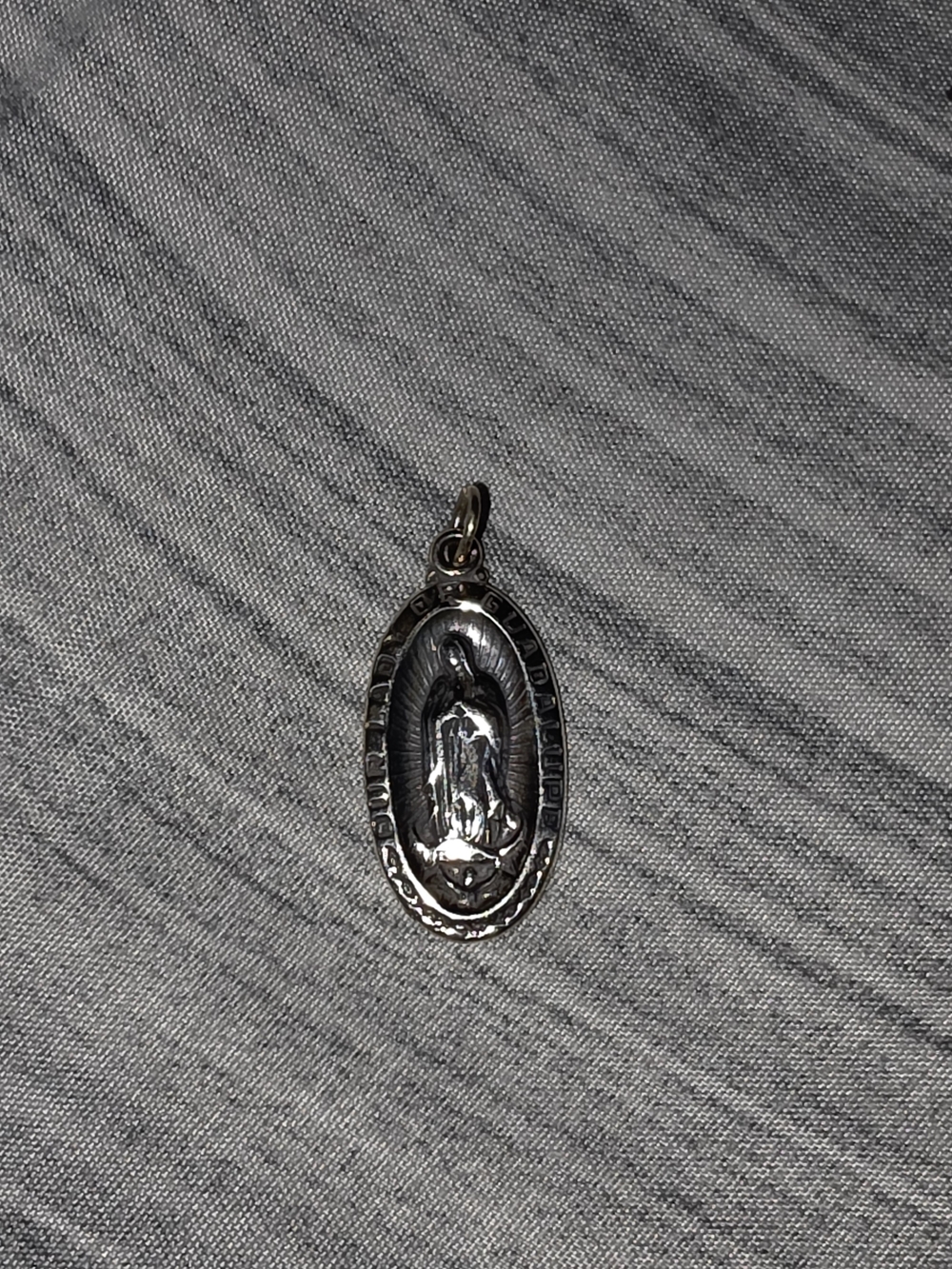 Sterling Silver Virgin Mary Pendant Necklace Charm - Silver